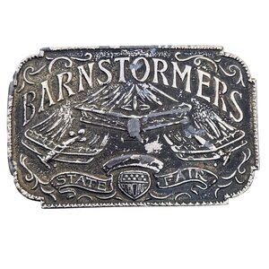 Barnstormers State Fair Belt Buckle Vintage Stunt Pilots Airplanes Flying Circus